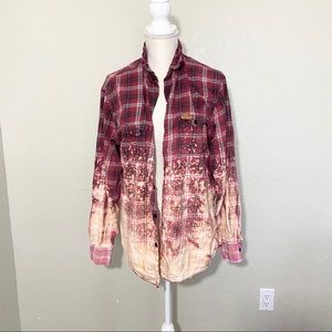 🌿Oversized Bleach Dyed Flannel Size Small